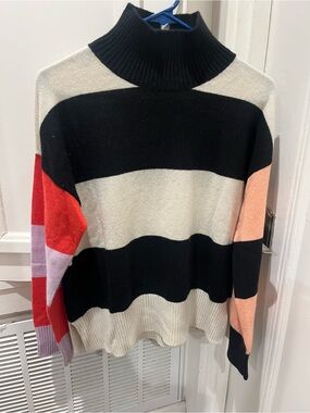 &Isla turtleneck colorblock cashmere sweater